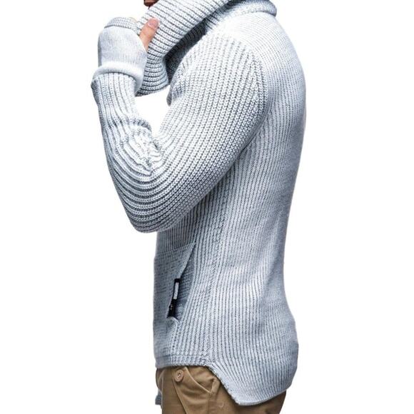 Leif Nelson Men's Sweater Light Gray Knit Shawl Collar Size XXL - Picture 9 of 15